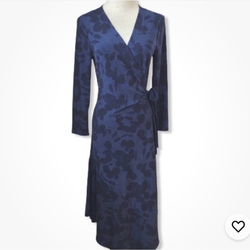 Halston Navy Blue Wrap Dress - Picture 5 of 6